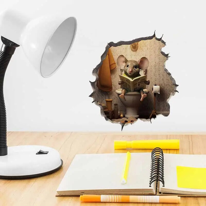 M420 animacinis filmas Mielas maža pelytės skylutė sieniniai lipdukai Kūrybiški miegamojo vonios kambario mieli lipdukai, atsparūs įbrėžimams, lagaminas, namo apdaila