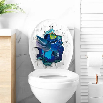 1 τμχ 3D αυτοκόλλητο τοίχου καθίσματος τουαλέτας Art Ταπετσαρία Ταπετσαρία Αυτοκόλλητα μπάνιου Αυτοκόλλητο αφαιρούμενο καπάκι τουαλέτας Αυτοκόλλητο Αξεσουάρ διακόσμησης σπιτιού