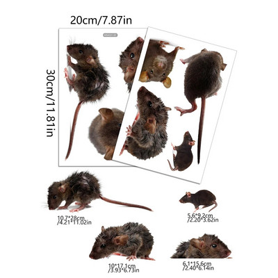 Melnas nobiedētas žurkas peles Smieklīgas tualetes uzlīmes Vannas istabas dekorācijas uzlīme 3D multfilmas peles sienas uzlīme