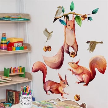 M12 Creative Cartoon Animal Squirrel Bird αυτοκόλλητο τοίχου Παιδικό δωμάτιο Φόντο διακόσμηση σπιτιού Τοιχογραφία Ταπετσαρία σαλονιού Funny D