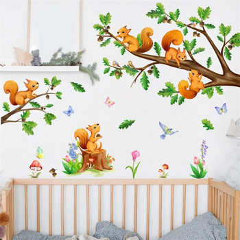 M12 Creative Cartoon Animal Squirrel Bird αυτοκόλλητο τοίχου Παιδικό δωμάτιο Φόντο διακόσμηση σπιτιού Τοιχογραφία Ταπετσαρία σαλονιού Funny D