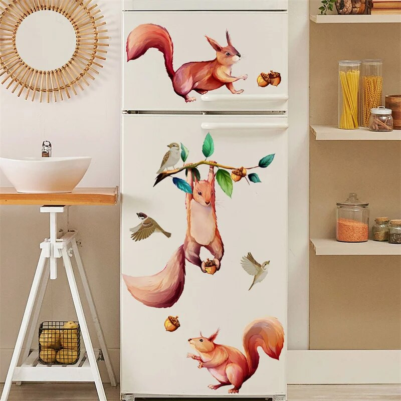 M12 radošā multfilma Dzīvnieks Vāvere Putns Sienas uzlīme Bērnu istabas fons Mājas noformējums Murals Dzīvojamās istabas tapetes Smieklīgi D