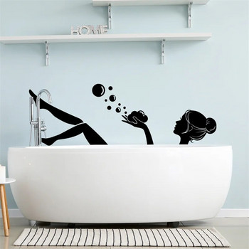M16 Bubble Bathing Γυναικείο αυτοκόλλητο τοίχου Διακόσμηση μπάνιου τουαλέτας Σαλόνι Διακόσμηση σπιτιού Χαλκομανίες