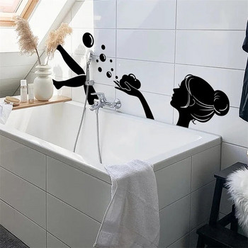 M16 Bubble Bathing Γυναικείο αυτοκόλλητο τοίχου Διακόσμηση μπάνιου τουαλέτας Σαλόνι Διακόσμηση σπιτιού Χαλκομανίες