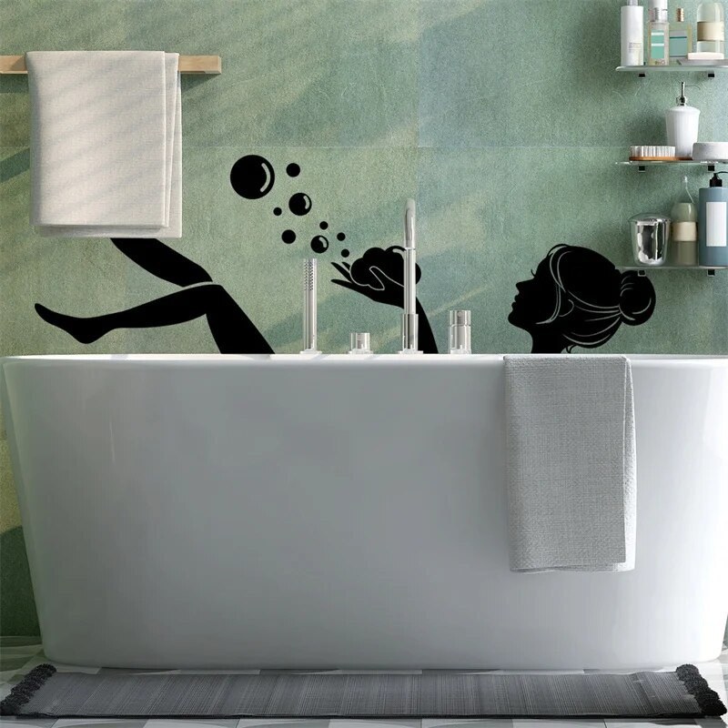 M16 Moteriškos vonios sienos lipdukas Vonios kambario tualeto dekoras Svetainės namų dekoravimo lipdukai