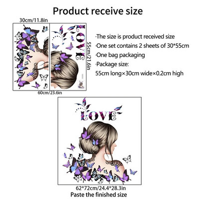 M40 Butterfly Girl Ziedi Sienas uzlīme Meiteņu istabas fons Mājas apdare Sienu gleznojums Dzīvojamās istabas tapetes Smieklīga uzlīme