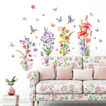 M44 Φυτά λουλούδια πεταλούδες Αυτοκόλλητο τοίχου Παιδικό δωμάτιο Φόντο διακόσμηση σπιτιού Τοιχογραφία Ταπετσαρία σαλονιού Αστεία Decal
