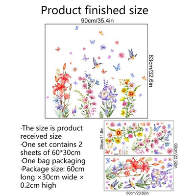 M44 Augalai Gėlės Drugeliai Sienos lipdukas Vaikų kambario fonas Namų dekoravimas Svetainės tapetai Juokingi lipdukai