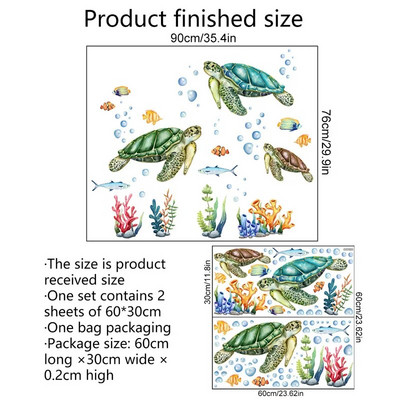 Koraļļu zemūdens dzīvnieku multfilmu sienas uzlīme bērnu istabai guļamistabai mājas apdarei fona tapetes pašlīmējošās uzlīmes
