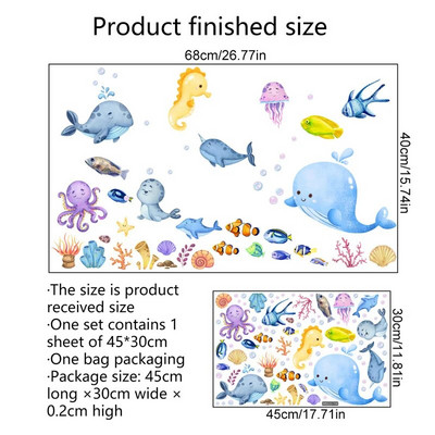 Koraļļu zemūdens dzīvnieku multfilmu sienas uzlīme bērnu istabai guļamistabai mājas apdarei fona tapetes pašlīmējošās uzlīmes