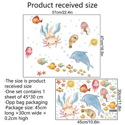 Koraļļu zemūdens dzīvnieku multfilmu sienas uzlīme bērnu istabai guļamistabai mājas apdarei fona tapetes pašlīmējošās uzlīmes