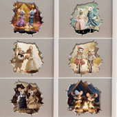 M456 Nakts pilsētā Dejojošs peles pāris ar peles cauruma uzlīmi — 3D sienas uzlīme ar peles caurumu