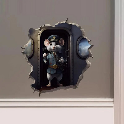 M456 Nakts pilsētā Dejojošs peles pāris ar peles cauruma uzlīmi — 3D sienas uzlīme ar peles caurumu