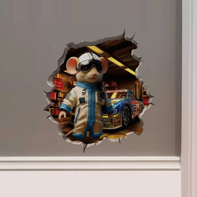 M456 Nakts pilsētā Dejojošs peles pāris ar peles cauruma uzlīmi — 3D sienas uzlīme ar peles caurumu