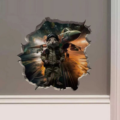 M456 Nakts pilsētā Dejojošs peles pāris ar peles cauruma uzlīmi — 3D sienas uzlīme ar peles caurumu