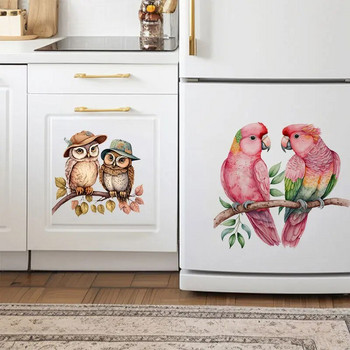 M414 Αυτοκόλλητο τοίχου Couple Owl Birds Τουαλέτα μπάνιου αφαιρούμενη διακόσμηση σπιτιού για κρεβατοκάμαρα κουζίνα καθιστικού