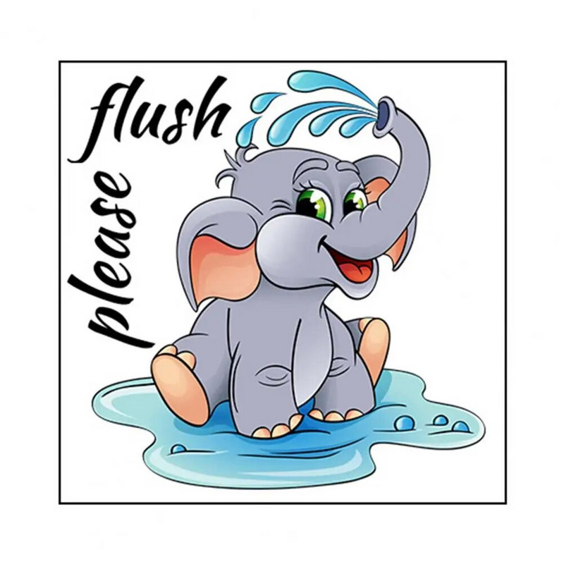 Ziloņu tualetes uzlīmes Ūdensizturīgas multfilmas ziloņu tualetes uzlīmes Līmējoša sienas uzlīme mājas dekorēšanai Izdaiļot vannas istabu