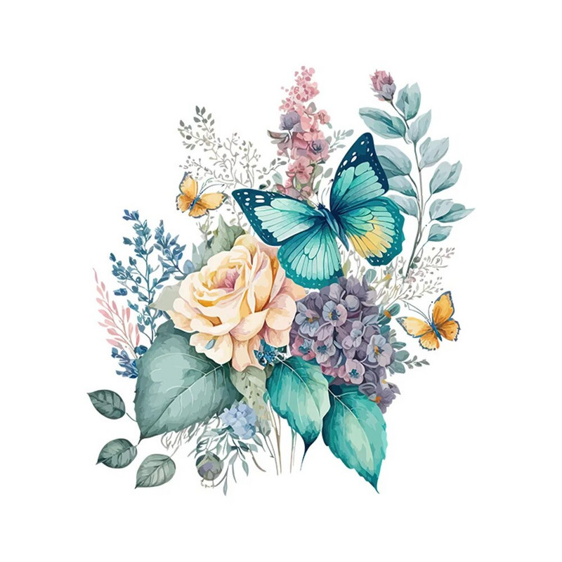 Butterfly Flowers Αυτοκόλλητο Τουαλέτας Μπάνιου Αυτοκόλλητα Αδιάβροχα Αυτοκόλλητα Για Διακοσμήσεις Καπακιών Τουαλέτας WC