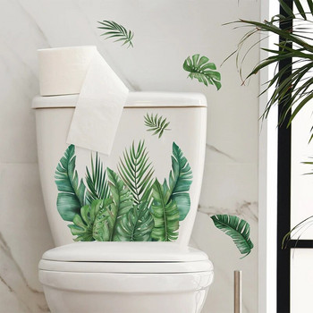Διακόσμηση τουαλέτας μπάνιου Πράσινα φυτικά φύλλα Αυτοκόλλητο τοίχου Ντουλάπι σαλονιού Διακόσμηση σπιτιού Χαλκομανίες Beautify Αυτοκόλλητη Τοιχογραφία