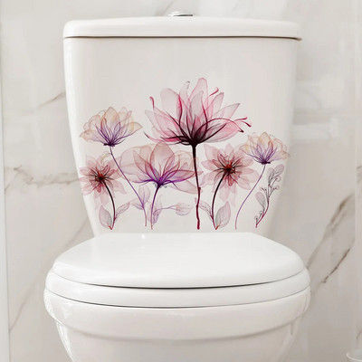 Butterfly saulėgrąžų vonios sienos lipdukas Namų dekoras Tualeto dangčio dekoravimas Sienų lipdukai vandeniui atsparūs tualeto lipdukai