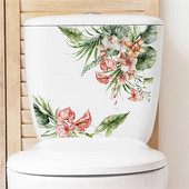 Fürdőszoba WC matricák Zöld növénylevél virág WC matrica Fürdőszoba otthoni vízálló dekoratív öntapadó falmatrica