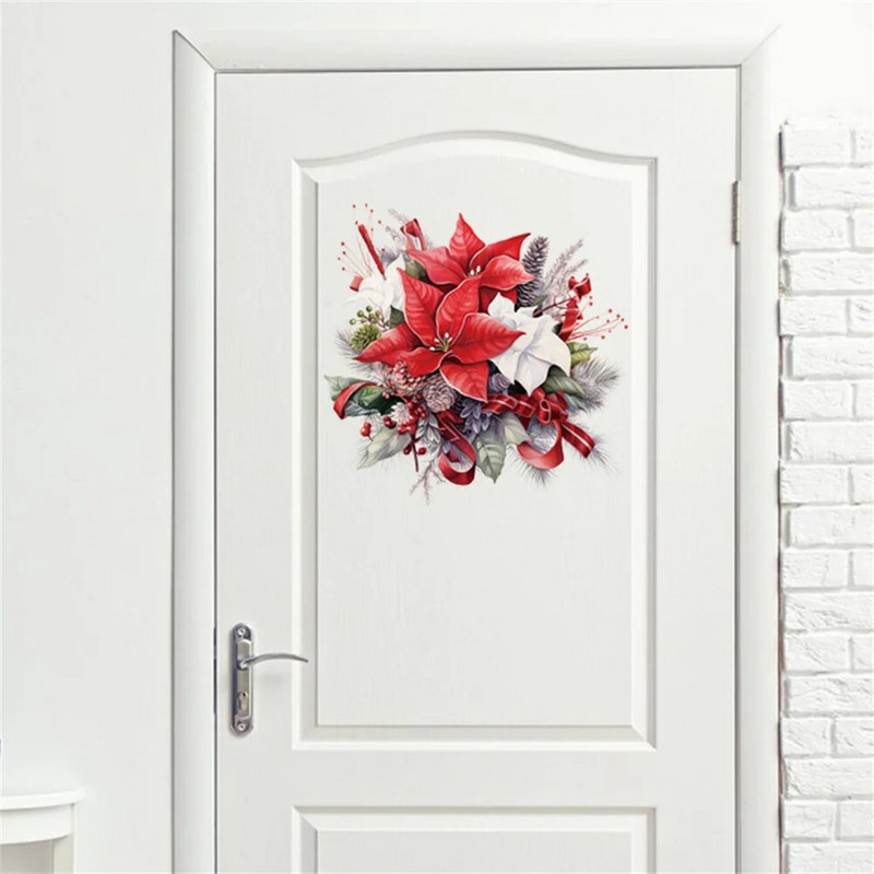Tualetes uzlīmes Ziemassvētku puķes pašlīmējošās tualetes uzlīmes vannas istabas tualetes elektrības slēdža dekoram Wc dekoriem