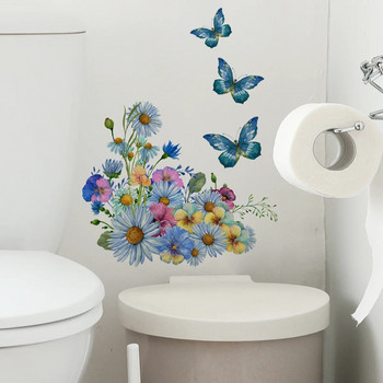 1 τμχ Αυτοκόλλητα τοίχου φυτό Floral Butterfly Αυτοκόλλητα τοίχου Αυτοκόλλητα τοίχου Διακοσμητικά τουαλέτας Αυτοκόλλητα τοίχου