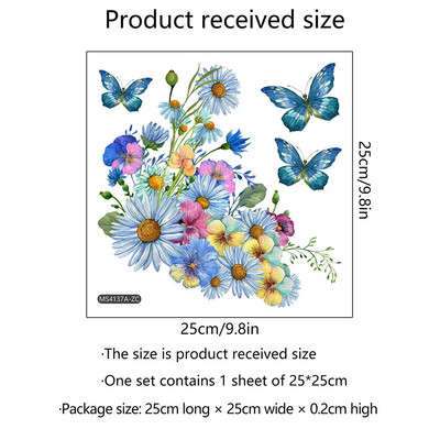 1vnt Augalas Gėlėtas drugelis Sienų lipdukai Tualeto lipdukai Tualeto dekoravimo sienų lipdukai Lipnūs sienų lipdukai