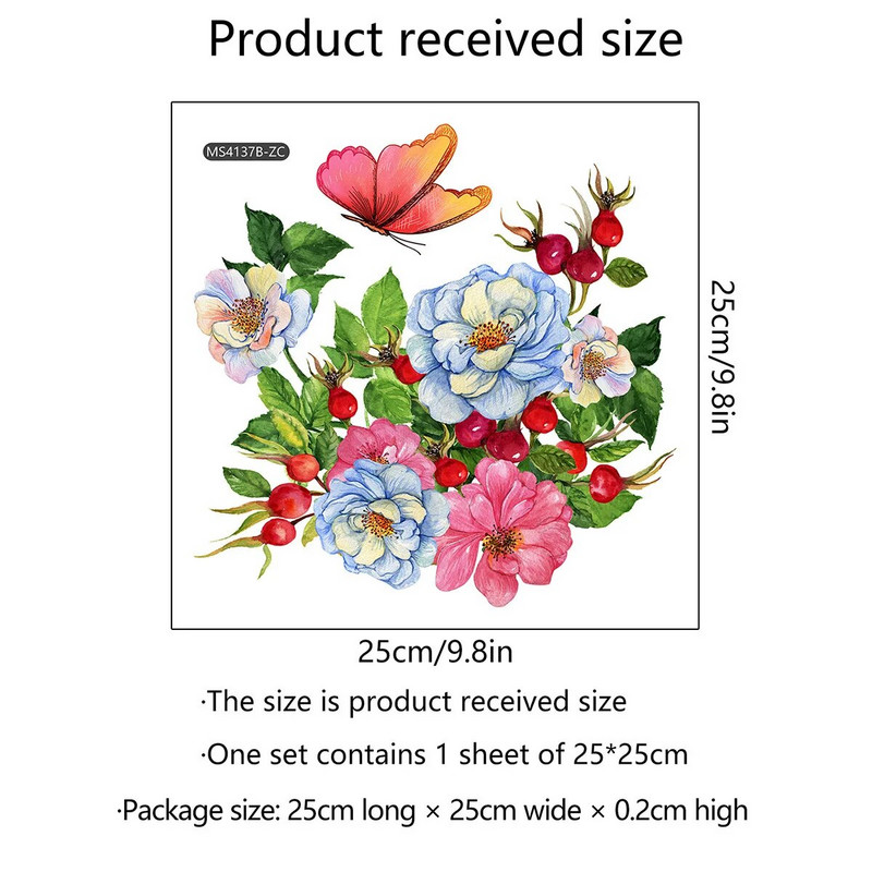 1vnt Augalas Gėlėtas drugelis Sienų lipdukai Tualeto lipdukai Tualeto dekoravimo sienų lipdukai Lipnūs sienų lipdukai