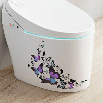 Νέο κάλυμμα με αυτοκόλλητο τουαλέτας πεταλούδα Δημιουργικά αυτοκόλλητα μπάνιου προσαρμογής σπιτιού Διακοσμητικά αυτοκόλλητα τοίχου