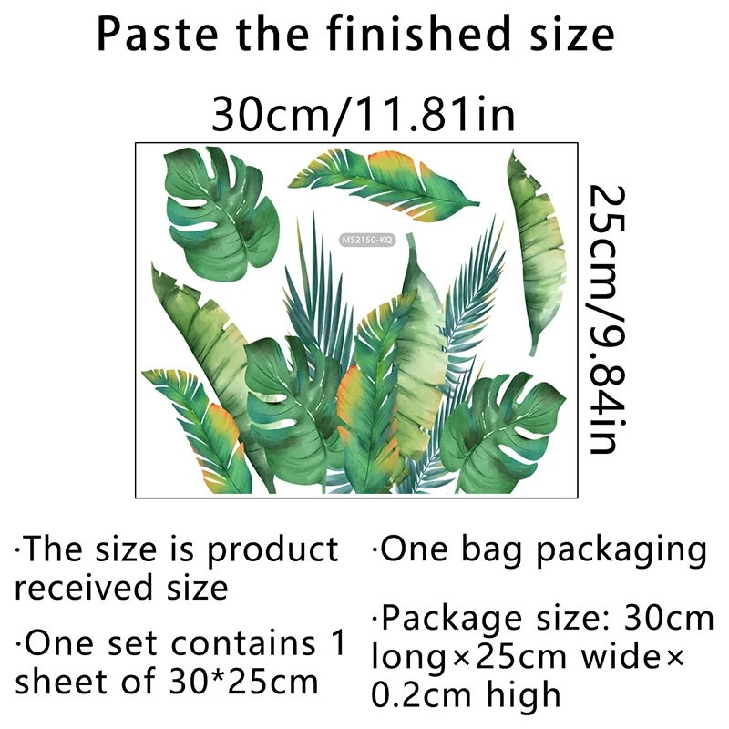 Zaļās augu lapas Sienas uzlīme Vannas istabas tualetes dekors Dzīvojamās istabas skapis Mājas dekorēšanas uzlīmes Izdaiļot Pašlīmējošās sienas gleznas