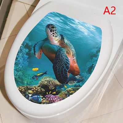 Vairāku stilu zemūdens dzīvnieku raksts tualetes vāka uzlīmes Vannas istabas dekorēšana Vannas istabas noņemama glezna sienas gleznojums tualetes vāka vāks