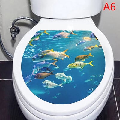 Vairāku stilu zemūdens dzīvnieku raksts tualetes vāka uzlīmes Vannas istabas dekorēšana Vannas istabas noņemama glezna sienas gleznojums tualetes vāka vāks