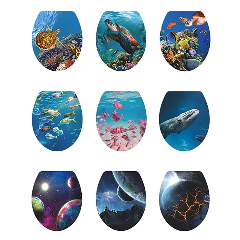 Vairāku stilu zemūdens dzīvnieku raksts tualetes vāka uzlīmes Vannas istabas dekorēšana Vannas istabas noņemama glezna sienas gleznojums tualetes vāka vāks