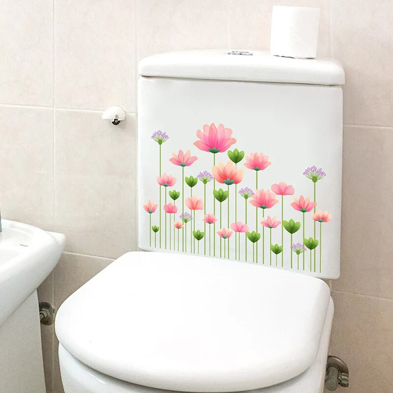 1PC Flower Bird Tualetes uzlīme Pašlīmējošās gleznas Noņemamas vannas istabas uzlīmes Dekoratīvas istabas dekorācijas Sienas Guļamistabas uzlīmes