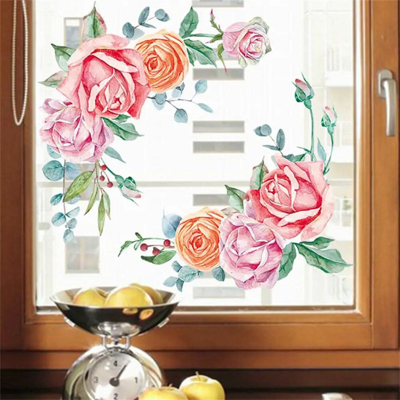 Ziedu tualetes uzlīmes PVC ziedu sienas gleznojumi Vieglas ūdensizturīgas pašlīmējošas gleznas vannas istabas dekorēšanai
