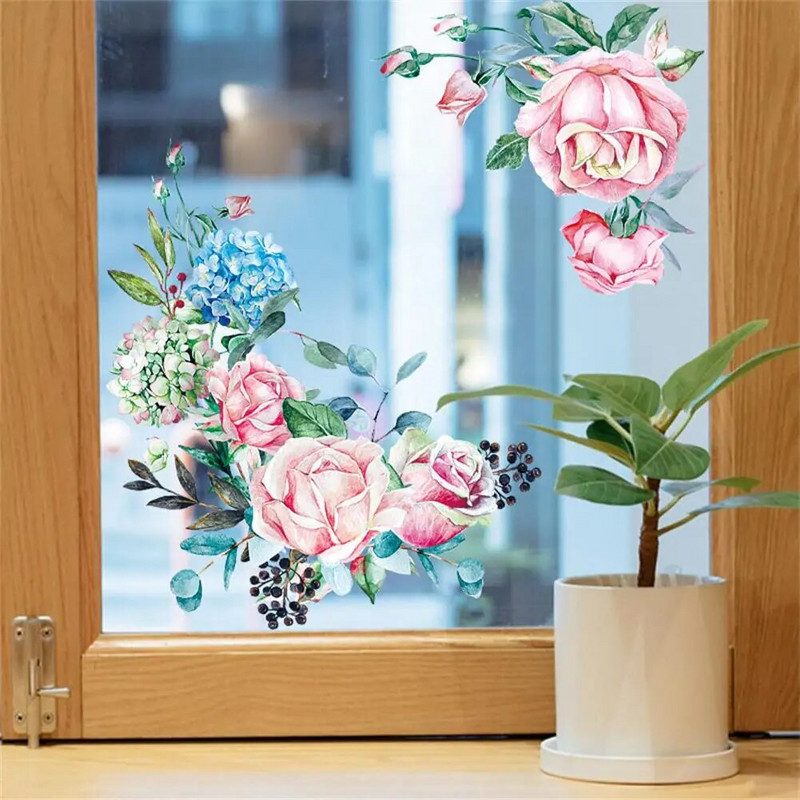 Ziedu tualetes uzlīmes PVC ziedu sienas gleznojumi Vieglas ūdensizturīgas pašlīmējošas gleznas vannas istabas dekorēšanai