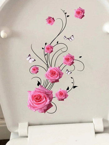 M488 Butterfly Rose Διακόσμηση σαλονιού Υπνοδωμάτιο Αυτοκόλλητα τοίχου Αδιάβροχα αυτοκόλλητα αυτοκόλλητα τουαλέτας
