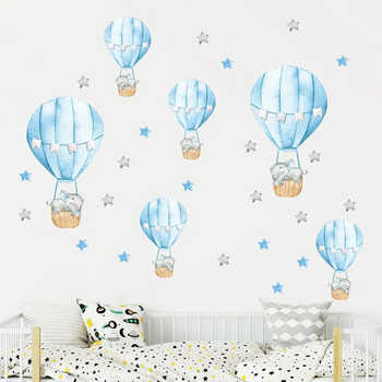 Αυτοκόλλητα τοίχου για παιδικό δωμάτιο Ελέφαντας που κοιμάται με αερόστατο Αυτοκόλλητα τοίχου με μπαλόνι ζεστού αέρα Διακόσμηση δωματίου για αγοράκι Αυτοκόλλητα κρεβατοκάμαρας Ταπετσαρία