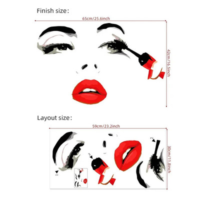 Γυναικείο πρόσωπο Beauty Αυτοκόλλητα τοίχου Beauty Studio δωμάτιο Διακοσμητικό αυτοκόλλητο μακιγιάζ Αυτοκόλλητο τοίχου τέχνης Τοιχογραφία αφαιρούμενη διακόσμηση σαλονιού