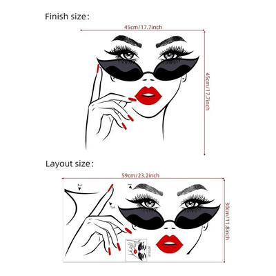 Γυναικείο πρόσωπο Beauty Αυτοκόλλητα τοίχου Beauty Studio δωμάτιο Διακοσμητικό αυτοκόλλητο μακιγιάζ Αυτοκόλλητο τοίχου τέχνης Τοιχογραφία αφαιρούμενη διακόσμηση σαλονιού