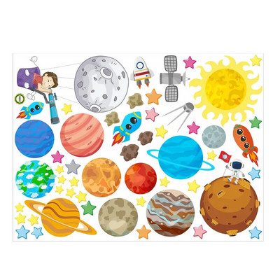 Planetų sienų lipdukai Dekoratyviniai lipdukai vaikų miegamojo darželio lipdukai Kūrybiški PVC grafiti lipdukai