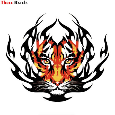 Three Ratels FTC-1029 Cool Tiger Flame Decal PVC μοτοσικλέτας αυτοκινήτου Αδιάβροχο αυτοκόλλητο Diy βαλίτσα φορητό κράνος ποδηλάτου