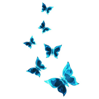 Κλασικό μπλε λαμπερό αυτοκόλλητο πεταλούδα Διακόπτης PVC Αδιάβροχα αυτοκόλλητα τοίχου για σαλόνι τοίχου για κορίτσια Διακόσμηση τοίχου