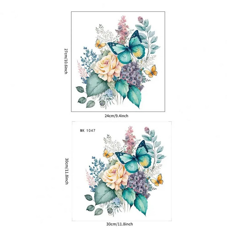 Tualetes uzlīmes Akvareļa ziedu peonijas tauriņš, izturīgas ūdensizturīgas pašlīmējošas sienas uzlīmes vannas istabas dekorēšanai