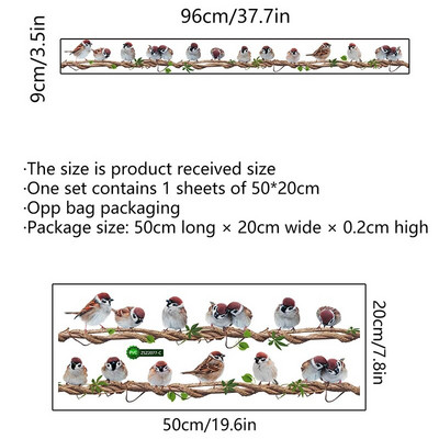 Multikas rotangist linnuseinakleebis Eemaldatav lasteaia seinakleebised Viinapuul seisev rida linde Elutoa seinakleebis Kaunistus