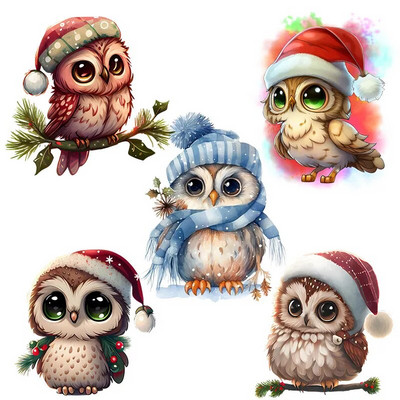 M415 Merry Christmas Owl Αυτοκόλλητο τοίχου Αφαιρούμενα Διακοσμητικά Αυτοκόλλητα σπιτιού για Διακόσμηση τοίχων κουζίνας κρεβατοκάμαρας καθιστικού