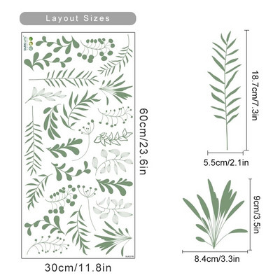 Boho lapas, botāniski, ar rokām zīmētas sienas uzlīmes