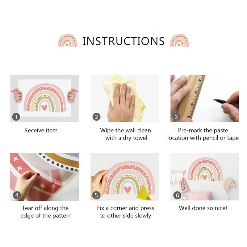 Boho lapas, botāniski, ar rokām zīmētas sienas uzlīmes