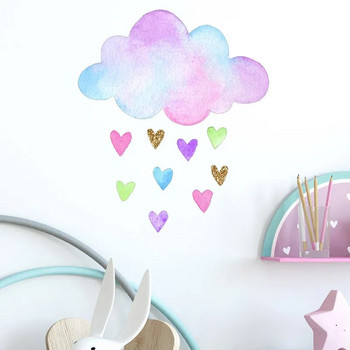 Многоцветен облак, любов, сърце, дъжд Направи си сам стикери за стена за спалня, хол, детска стая, детска градина, декорация на стени Декорация на дома